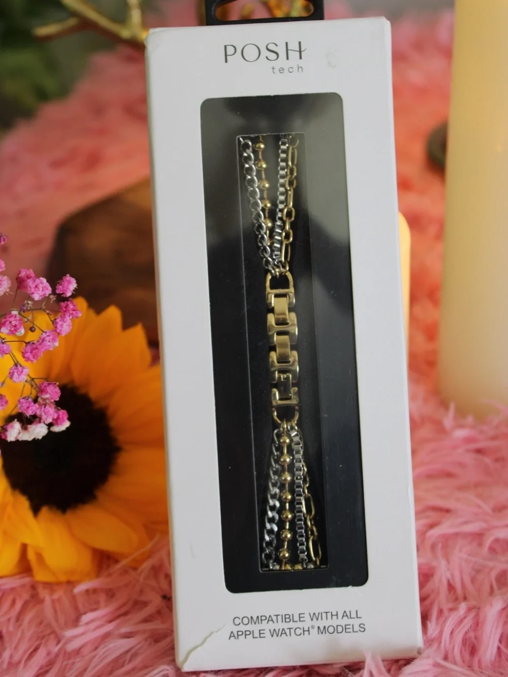 Posh Tech Mixed Metal Multi-Chain Apple Watch Band – Gold & Silver